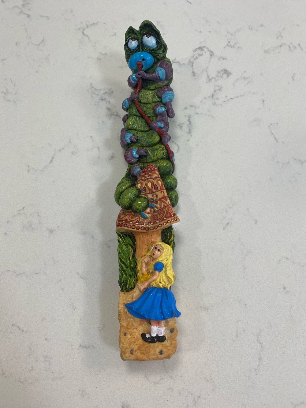 Whimsical Green Caterpillar & Girl incense holder